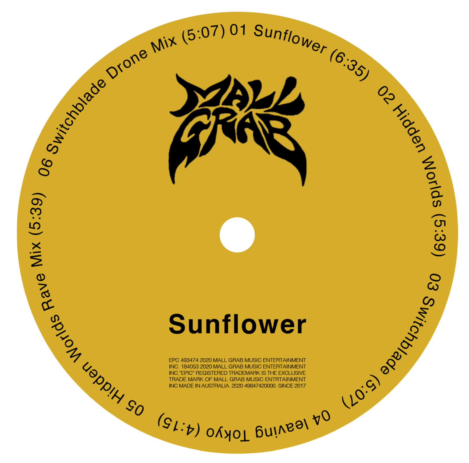 Макет этикетки пластинки Mall Grab Sunflowers